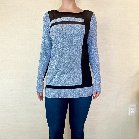 Helmut Lang color block mesh scoop neck sweater - Picture 2 of 6